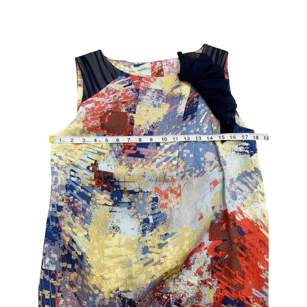 Hanii Y Womens Size IT 44 / US M Silk Dress Sleeveless Abstract Ocean Blue NEW - Picture 6 of 9
